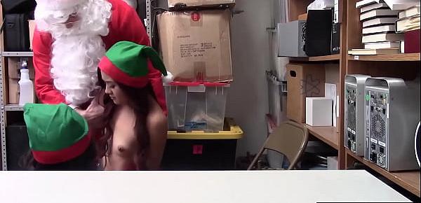  Petite elf thieves punish fucked by dirty Santa Claus
